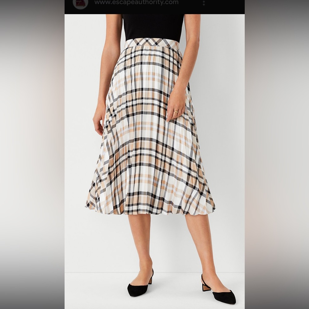 Ann taylor plaid midi skirt
